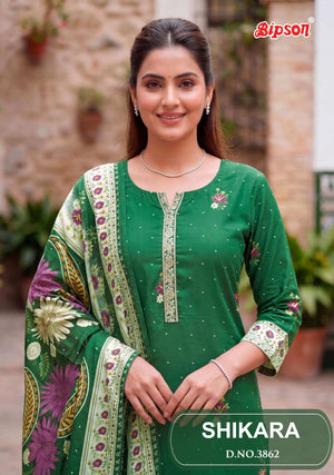 Bipson Shikara 3862 Jam Satin Dress Material