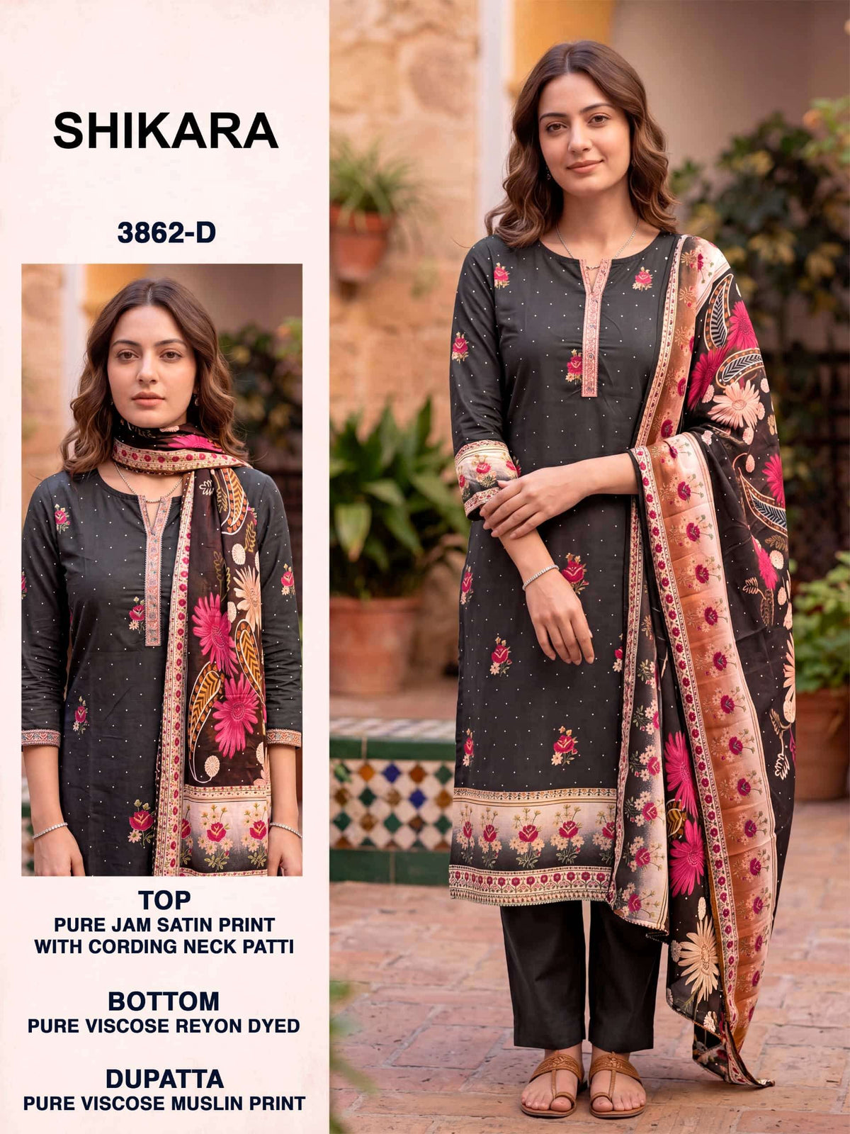 Bipson Shikara 3862 Jam Satin Dress Material