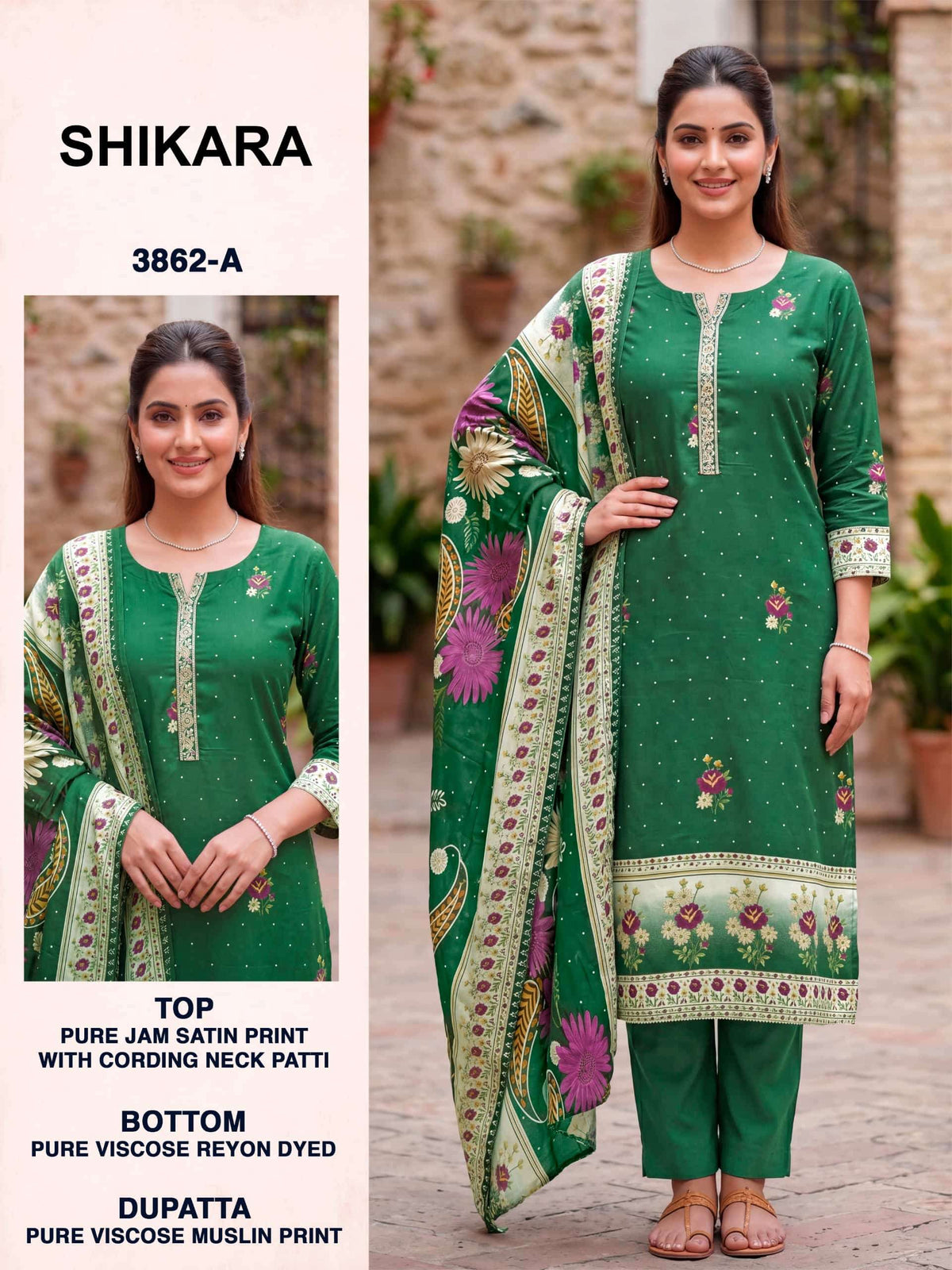 Bipson Shikara 3862 Jam Satin Dress Material