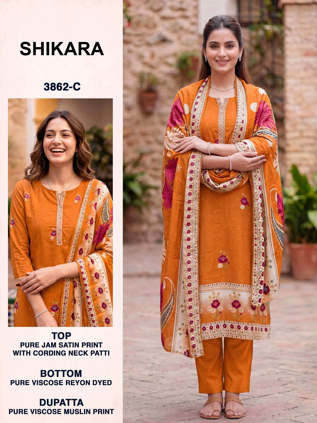Bipson Shikara 3862 Jam Satin Dress Material