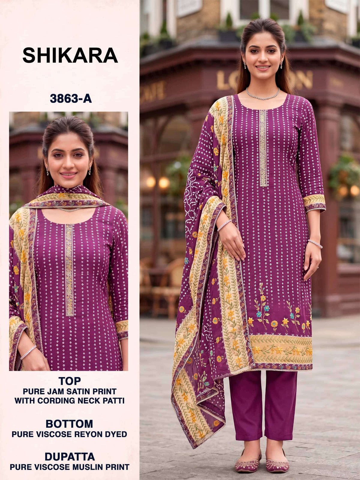 Bipson Shikara 3863 Pure Jam Satin Dress Material