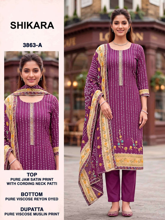 Bipson Shikara 3863 Pure Jam Satin Dress Material
