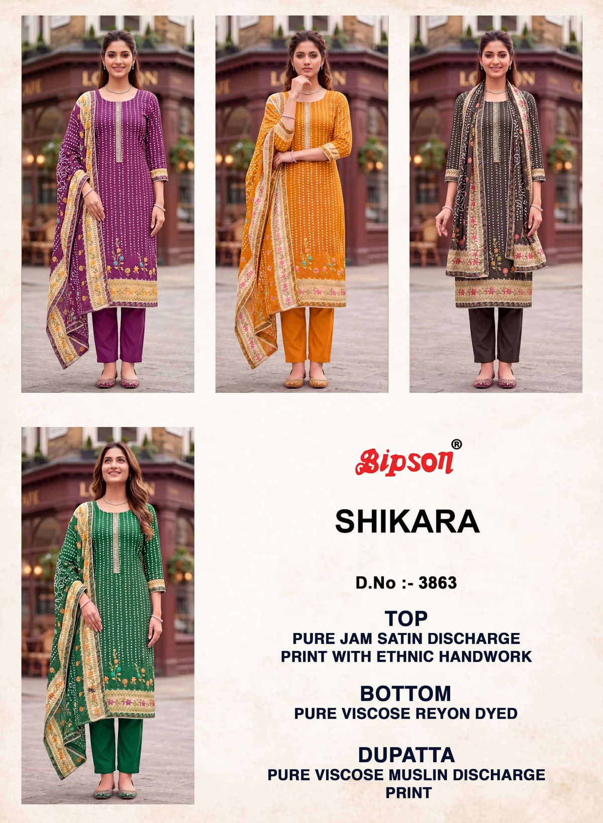 Bipson Shikara 3863 Pure Jam Satin Dress Material