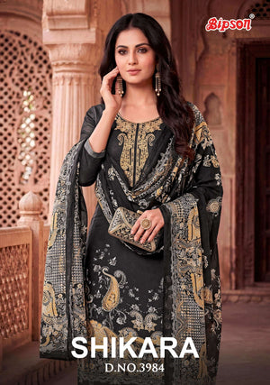 Bipson Shikara 3984 Pure Jam Satin Heavy Embroidered Dress Material