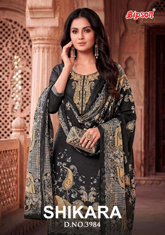 Bipson Shikara 3984 Pure Jam Satin Heavy Embroidered Dress Material - Amrah Wholesale