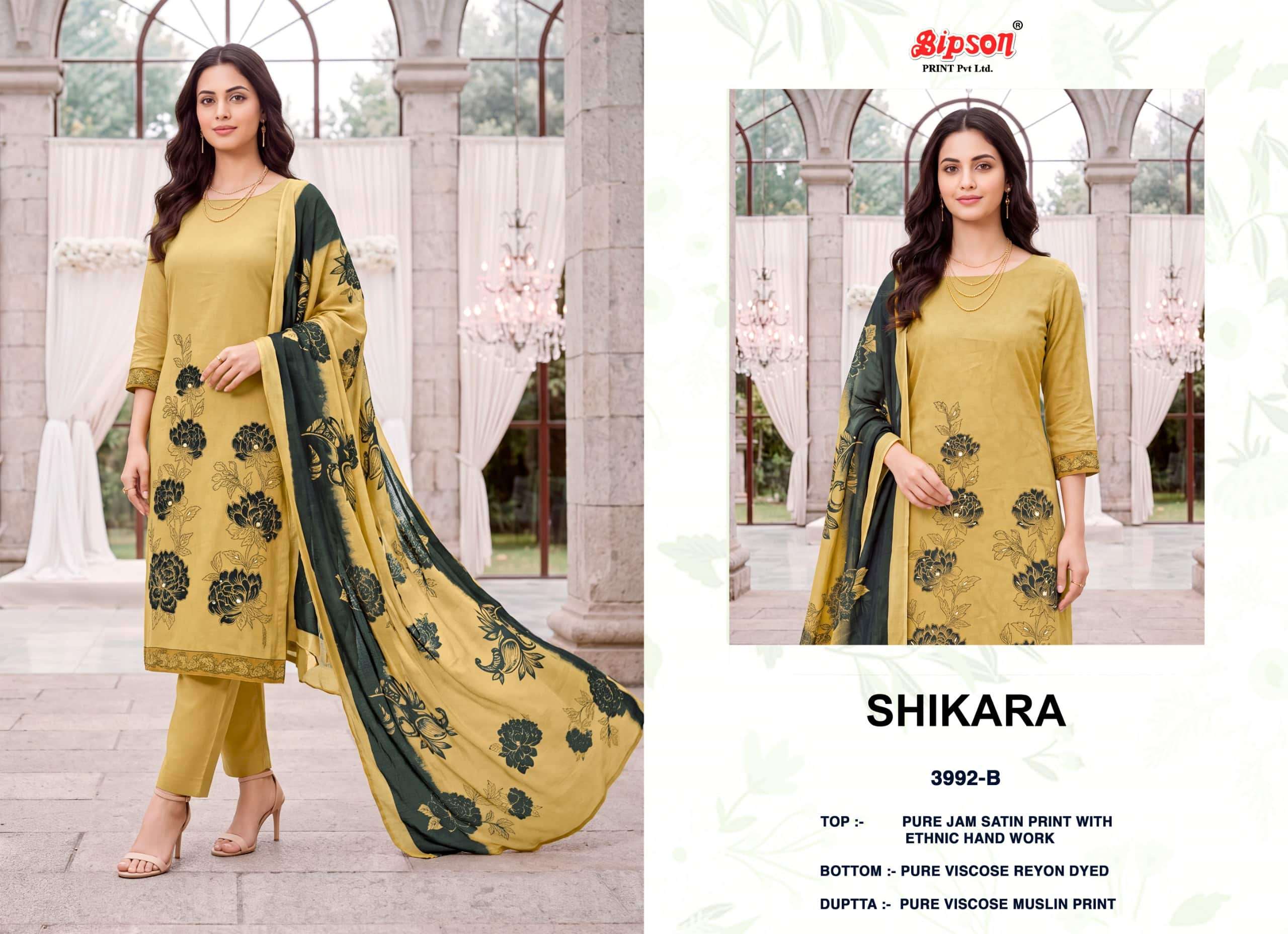 Bipson Shikara 3992 Pure Jaam Satin Dress Material
