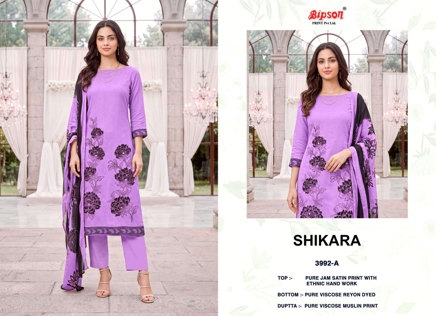 Bipson Shikara 3992 Pure Jaam Satin Dress Material