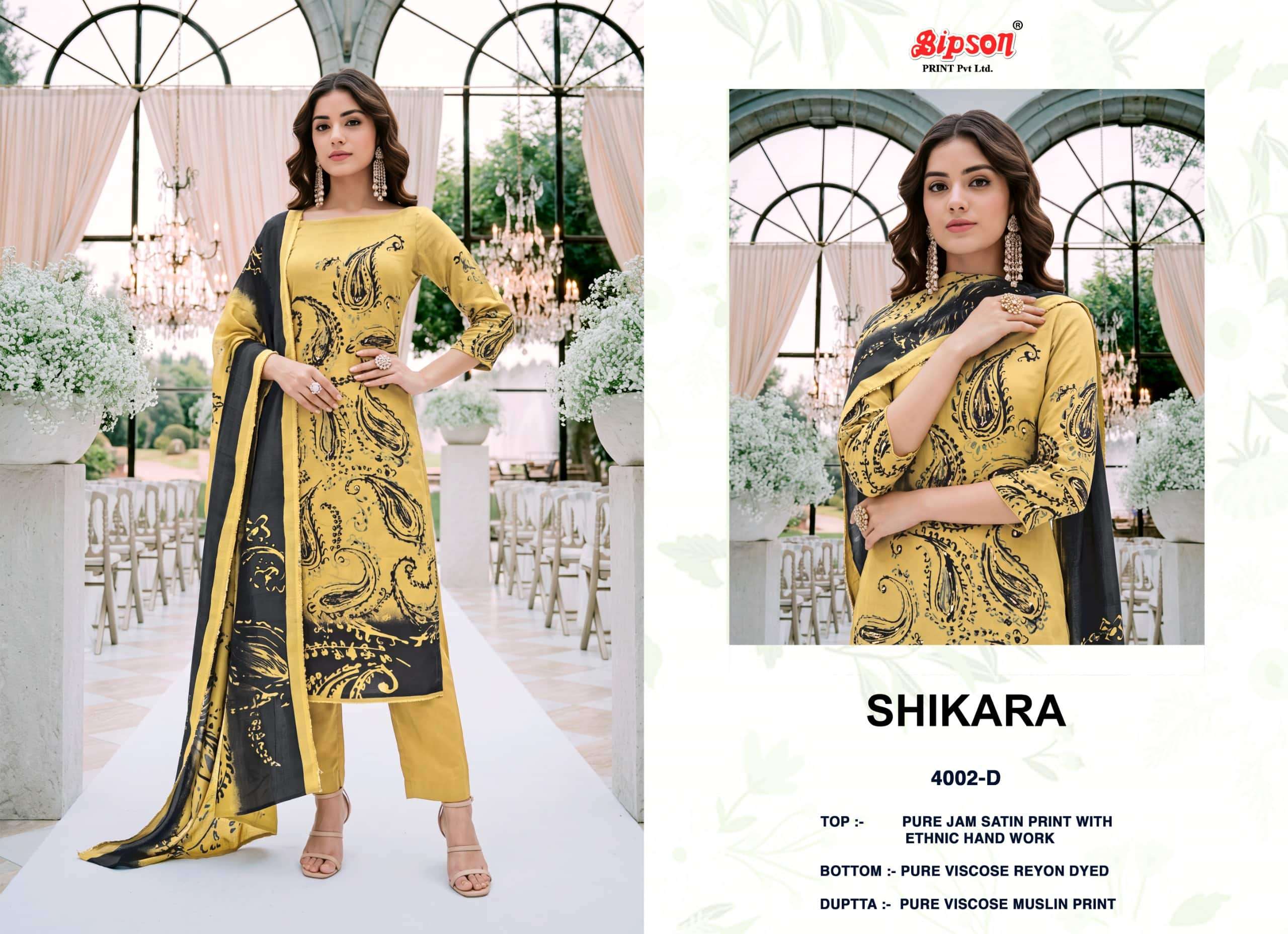Bipson Shikara 4002 Jam Satin Dress Material