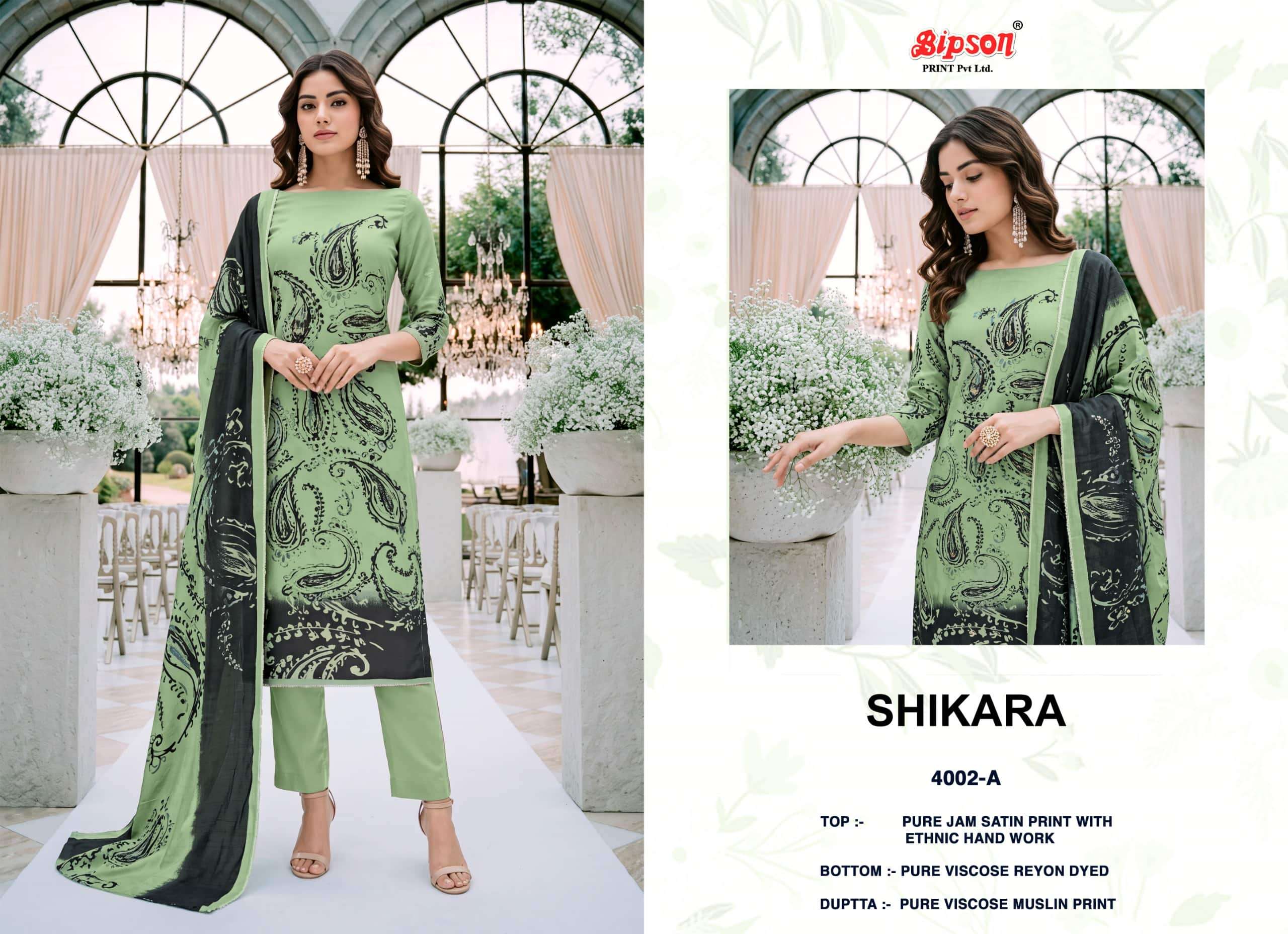 Bipson Shikara 4002 Jam Satin Dress Material