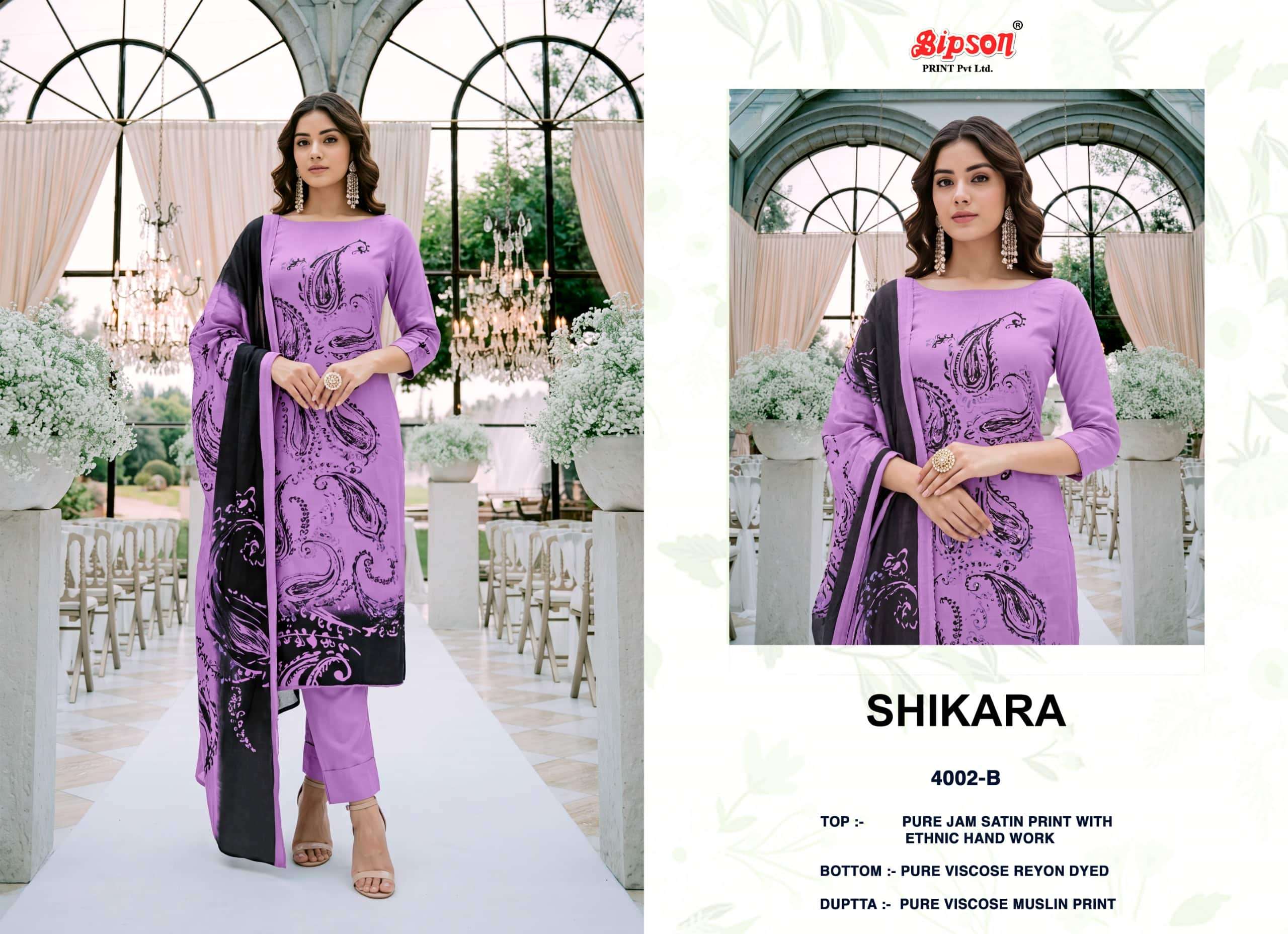 Bipson Shikara 4002 Jam Satin Dress Material