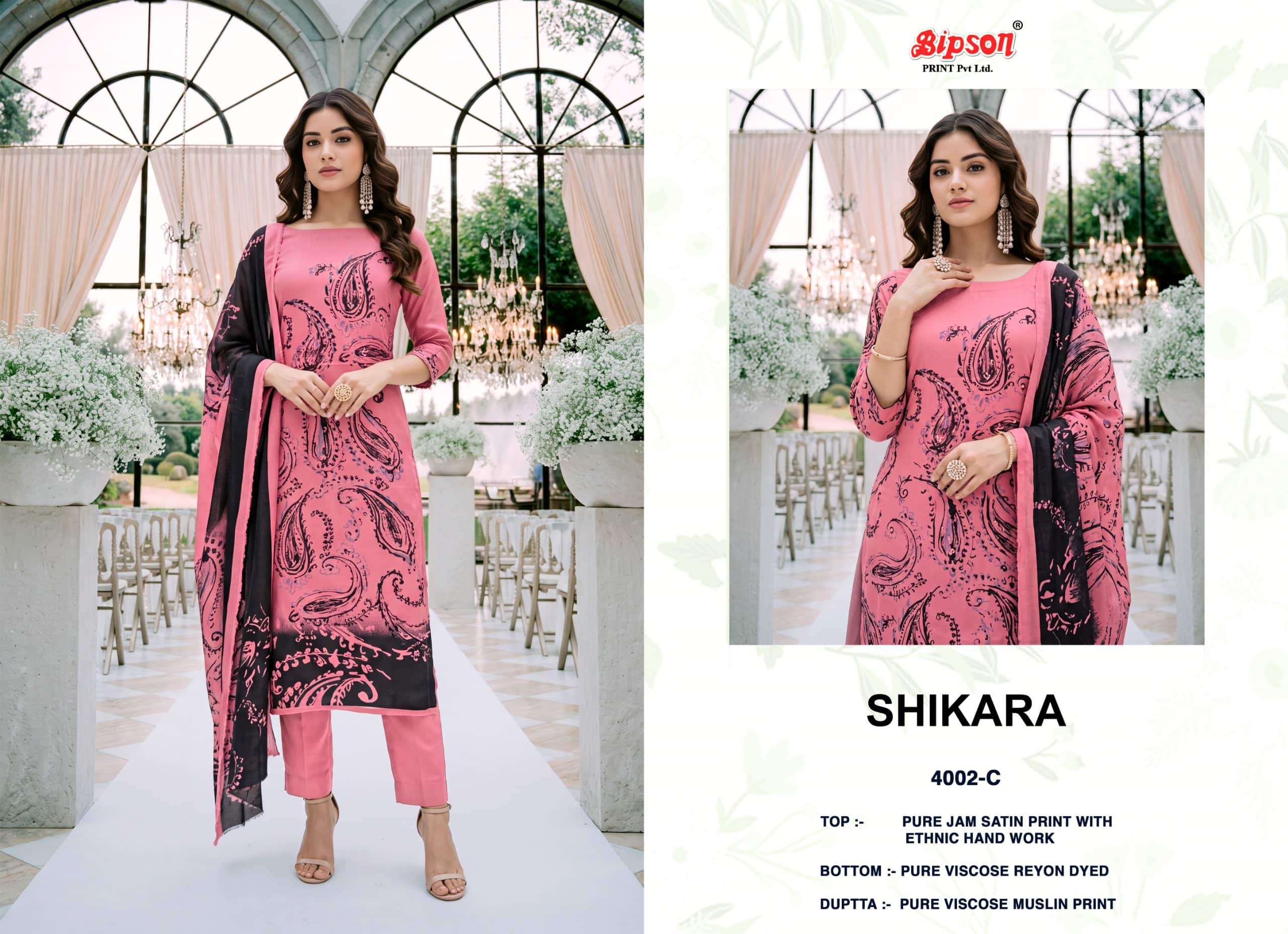 Bipson Shikara 4002 Jam Satin Dress Material