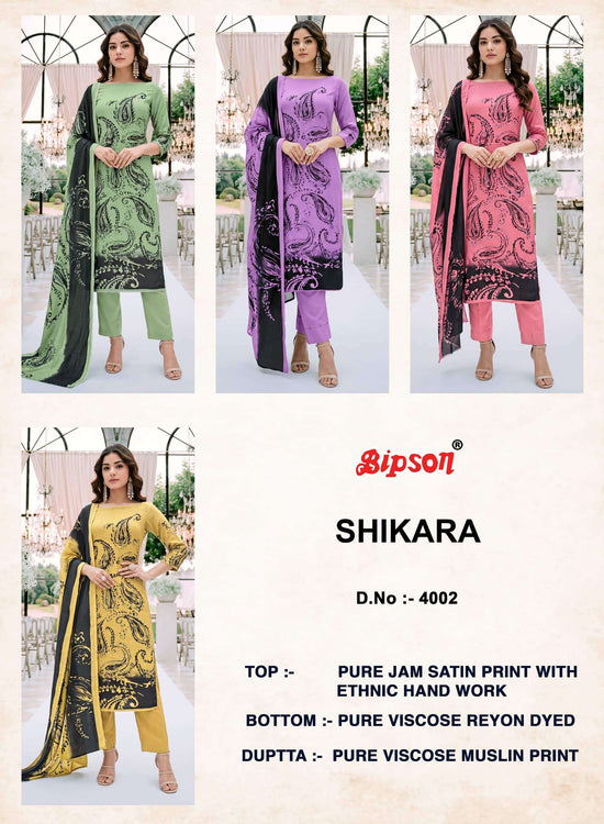 Bipson Shikara 4002 Jam Satin Dress Material