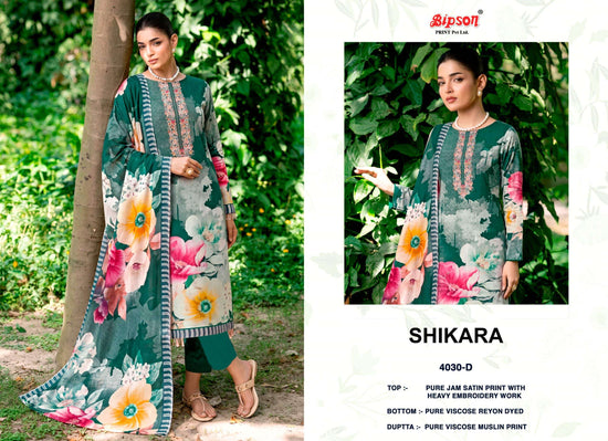 Bipson Shikara 4030 Heavy Embroidery Jam Satin Dress Material