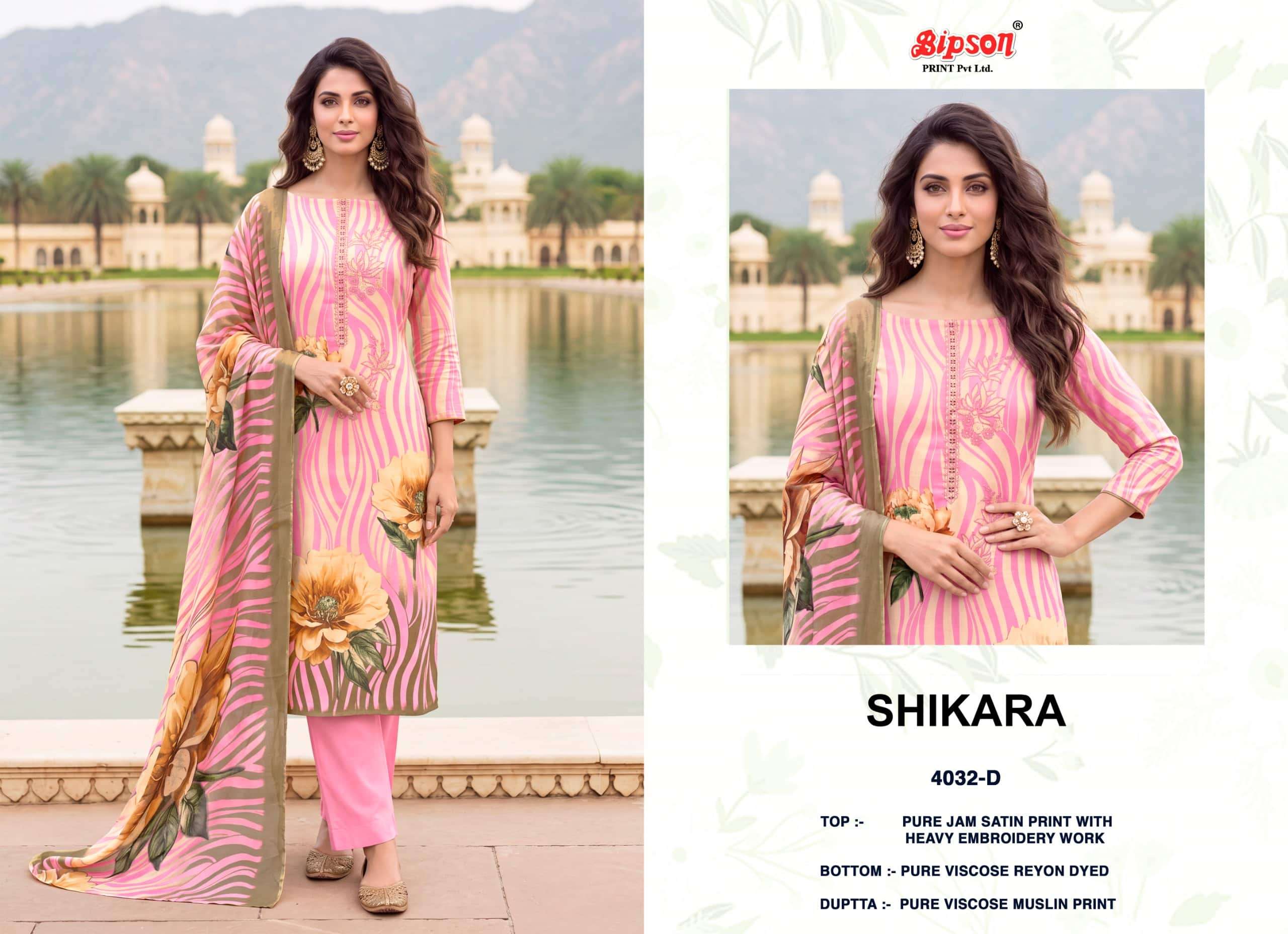 Bipson Shikara 4032 Jam Satin Dress Material