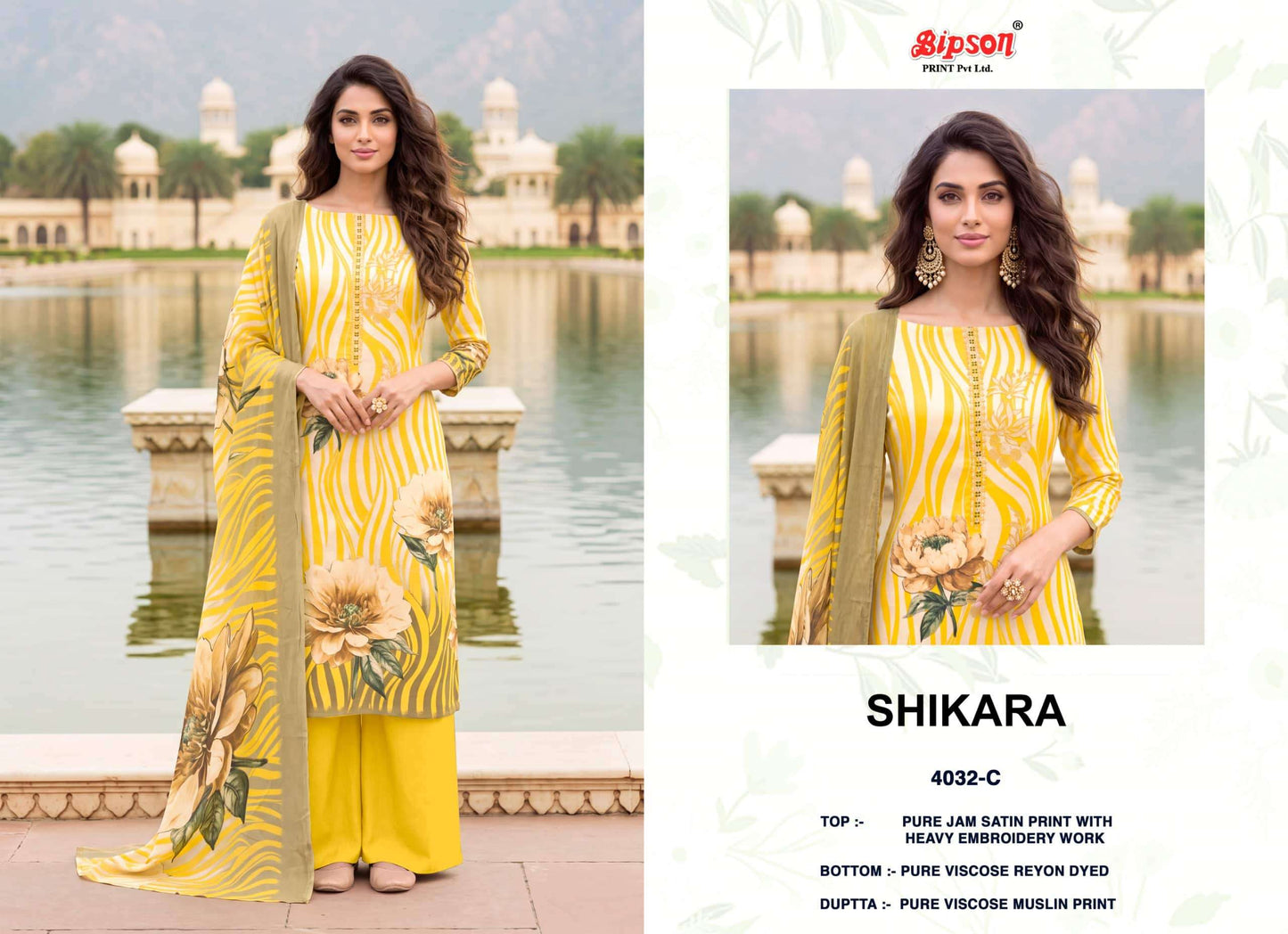 Bipson Shikara 4032 Jam Satin Dress Material