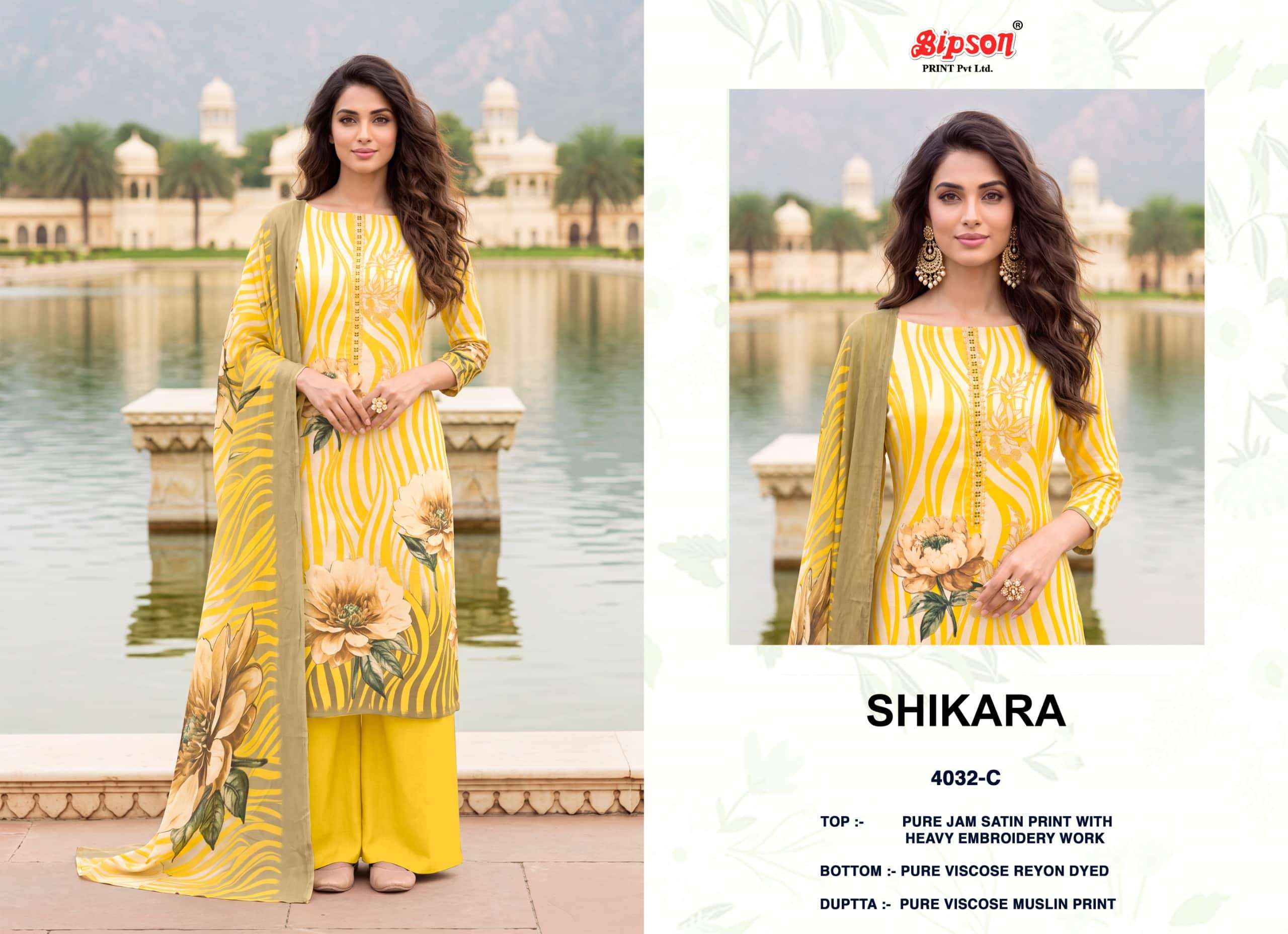 Bipson Shikara 4032 Jam Satin Dress Material