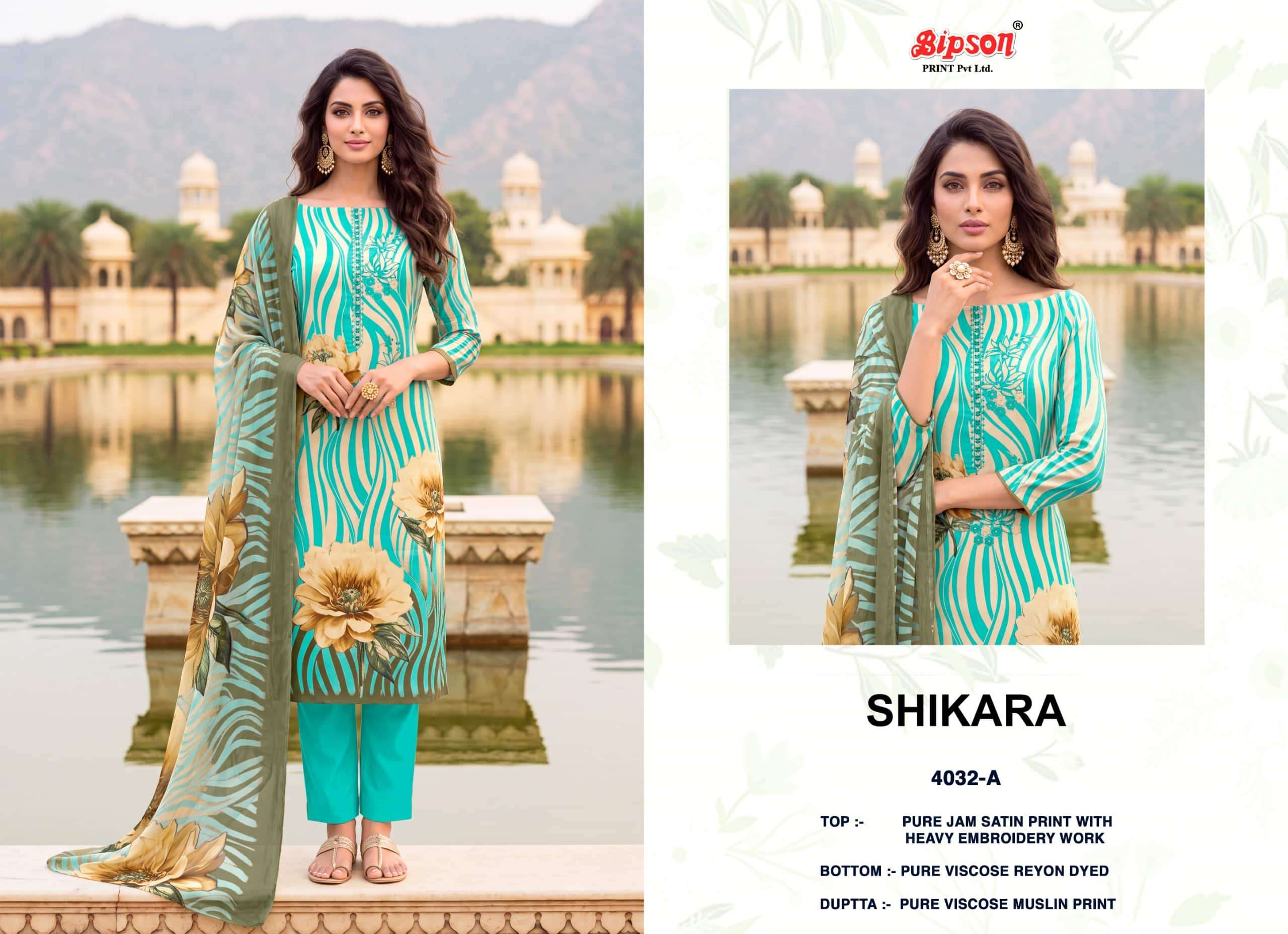 Bipson Shikara 4032 Jam Satin Dress Material