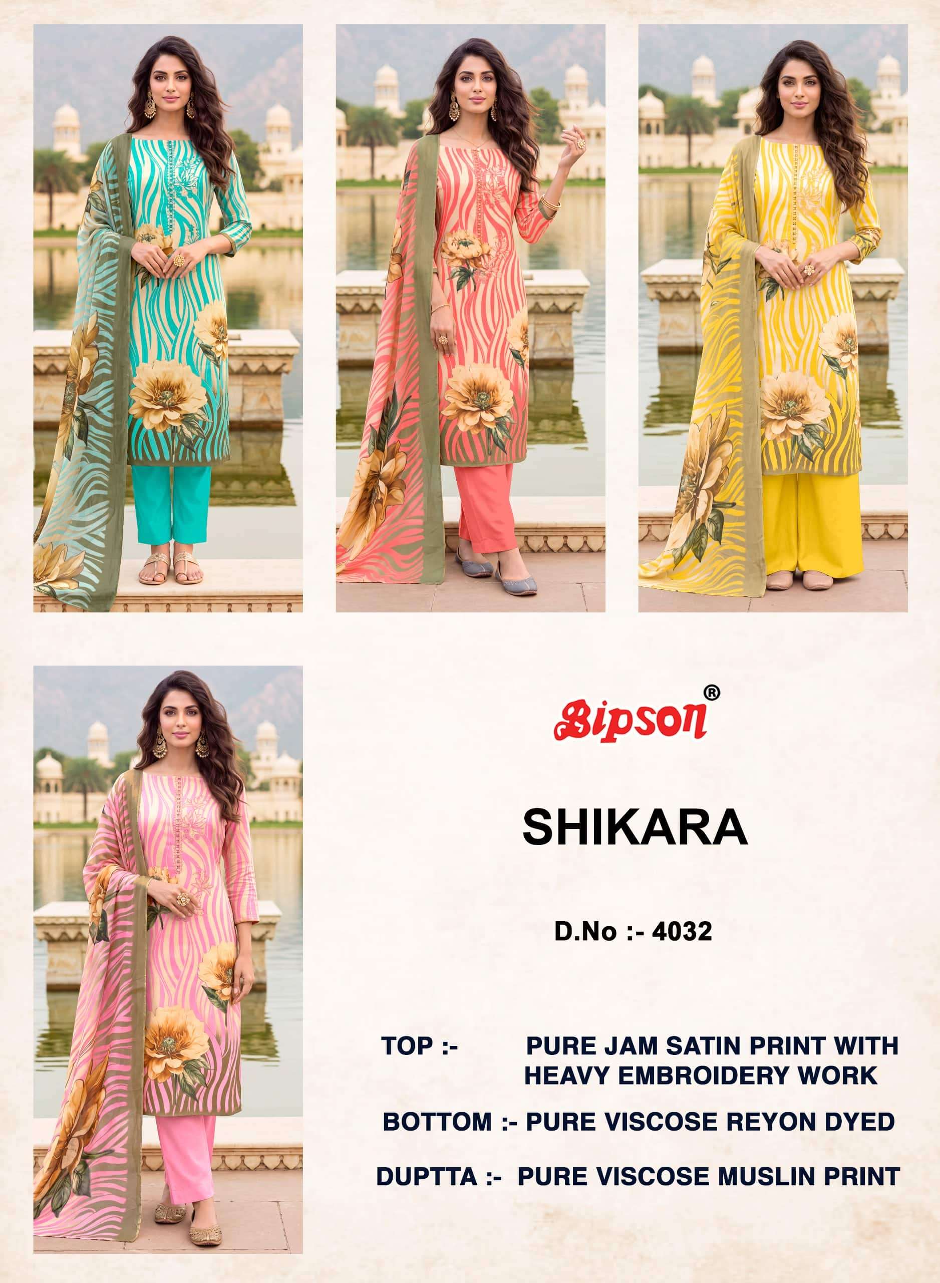 Bipson Shikara 4032 Jam Satin Dress Material