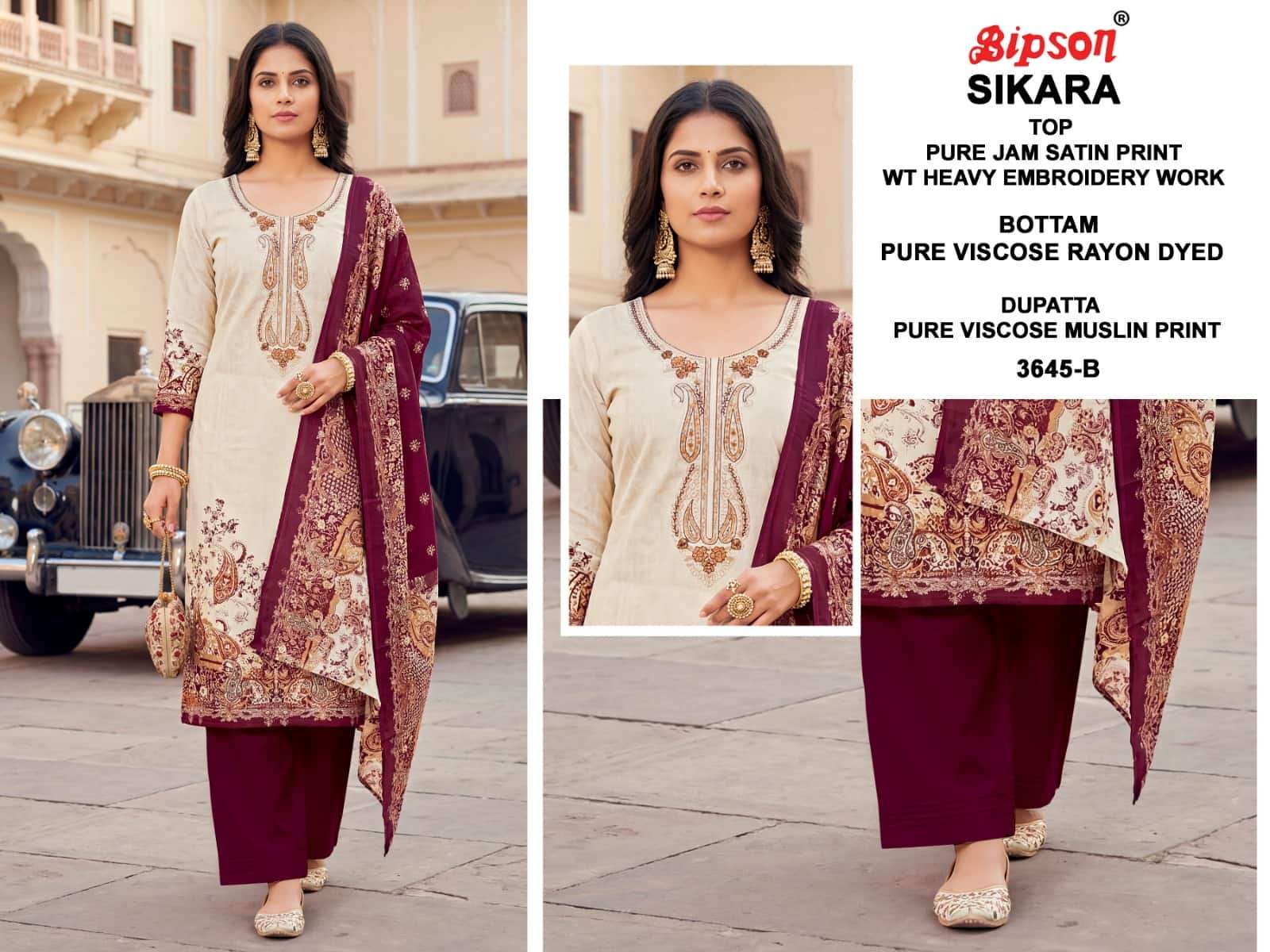 Bipson Sikara 3654 Pure Jam Satin Dress Material