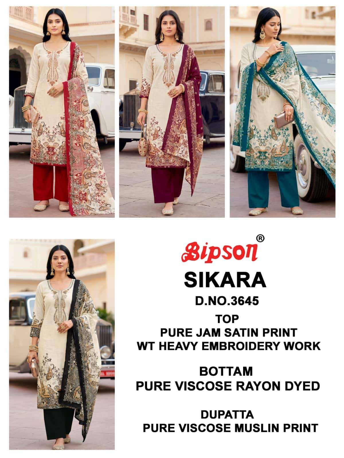 Bipson Sikara 3654 Pure Jam Satin Dress Material