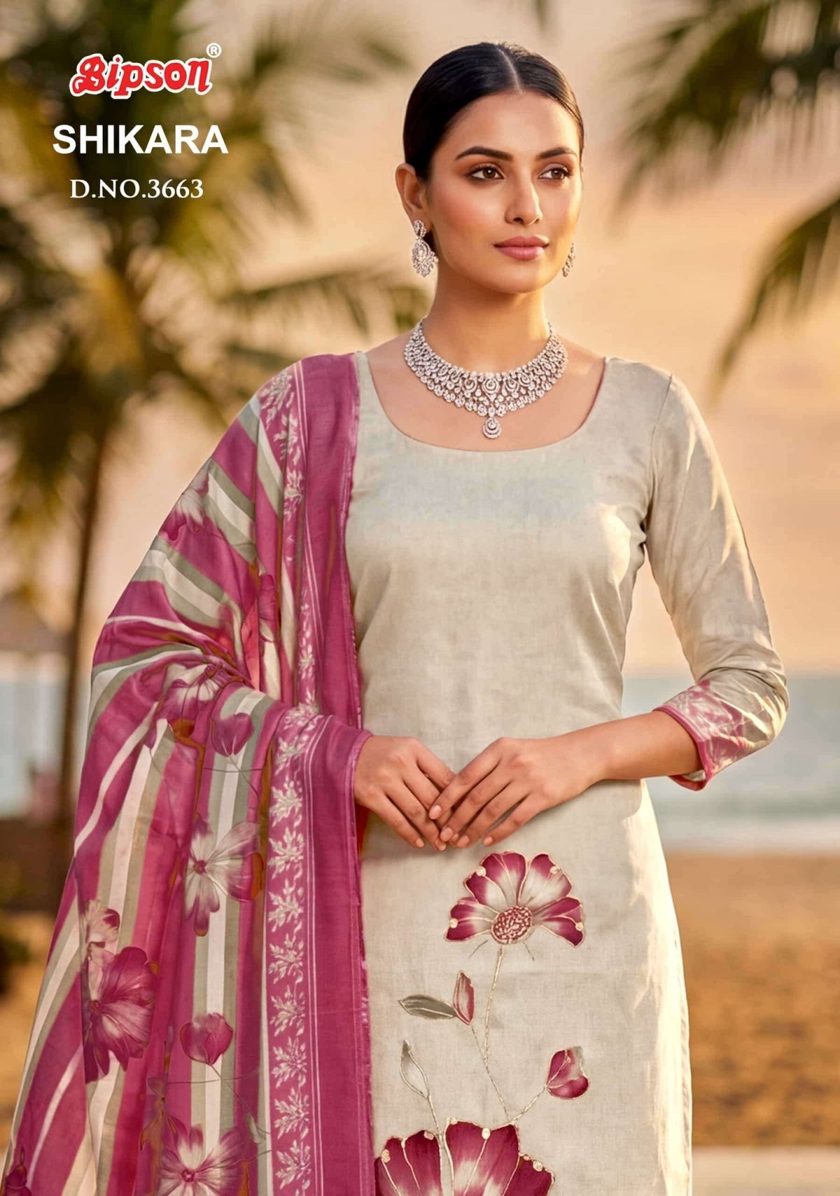 Bipson Sikara 3663 Pure Jam Satin Foil Print Dress Material - Amrah Wholesale