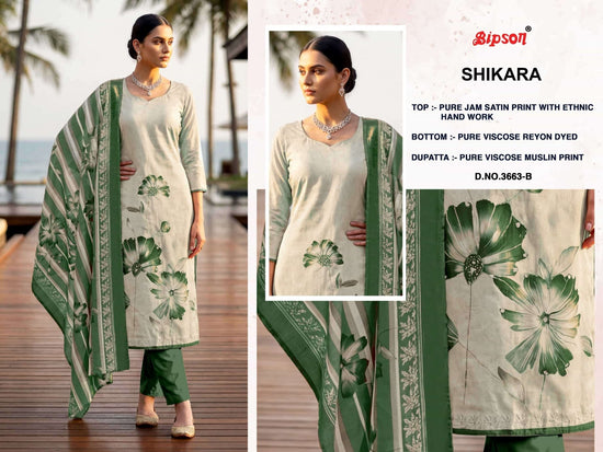 Bipson Sikara 3663 Pure Jam Satin Foil Print Dress Material - Amrah Wholesale