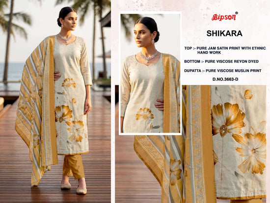 Bipson Sikara 3663 Pure Jam Satin Foil Print Dress Material - Amrah Wholesale