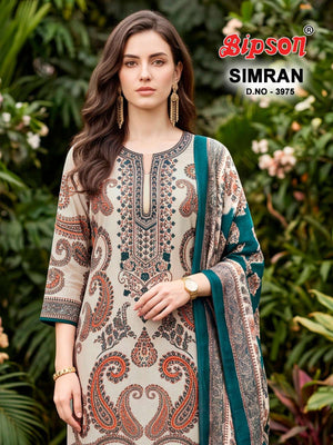 Bipson Simran 3975 Pure Cotton Muslin Dress Material - Amrah Wholesale