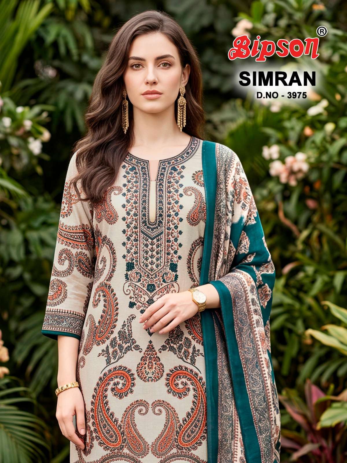 Bipson Simran 3975 Pure Cotton Muslin Dress Material - Amrah Wholesale