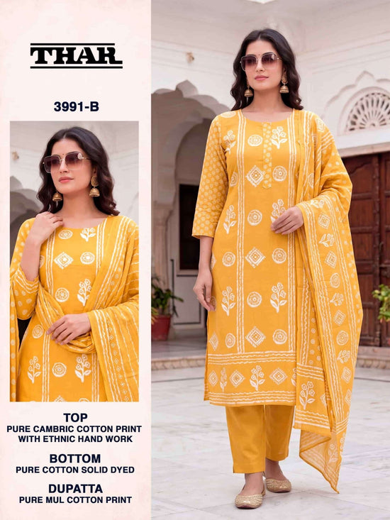 Bipson Thar 3991 Pure Cotton Ethnic Handwork Dress Material - Amrah Wholesale