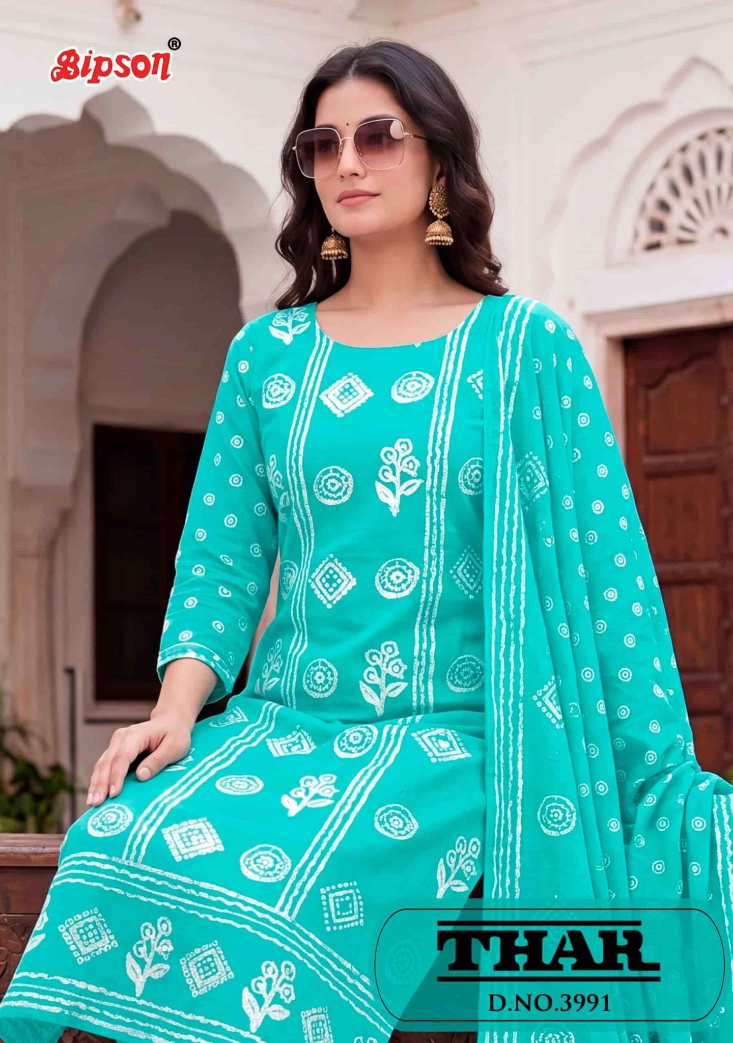 Bipson Thar 3991 Pure Cotton Ethnic Handwork Dress Material - Amrah Wholesale