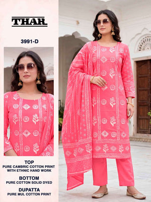 Bipson Thar 3991 Pure Cotton Ethnic Handwork Dress Material - Amrah Wholesale