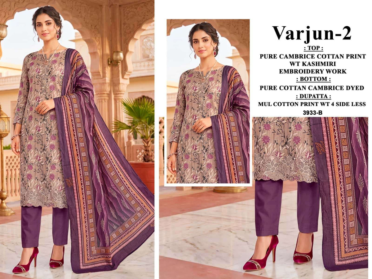 Bipson Varjun Vol 2 Cambric Cotton Kashmiri Embroidered Dress Material - Amrah Wholesale