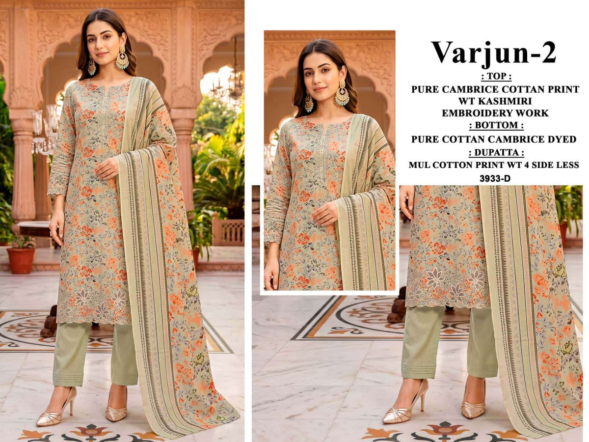 Bipson Varjun Vol 2 Cambric Cotton Kashmiri Embroidered Dress Material - Amrah Wholesale