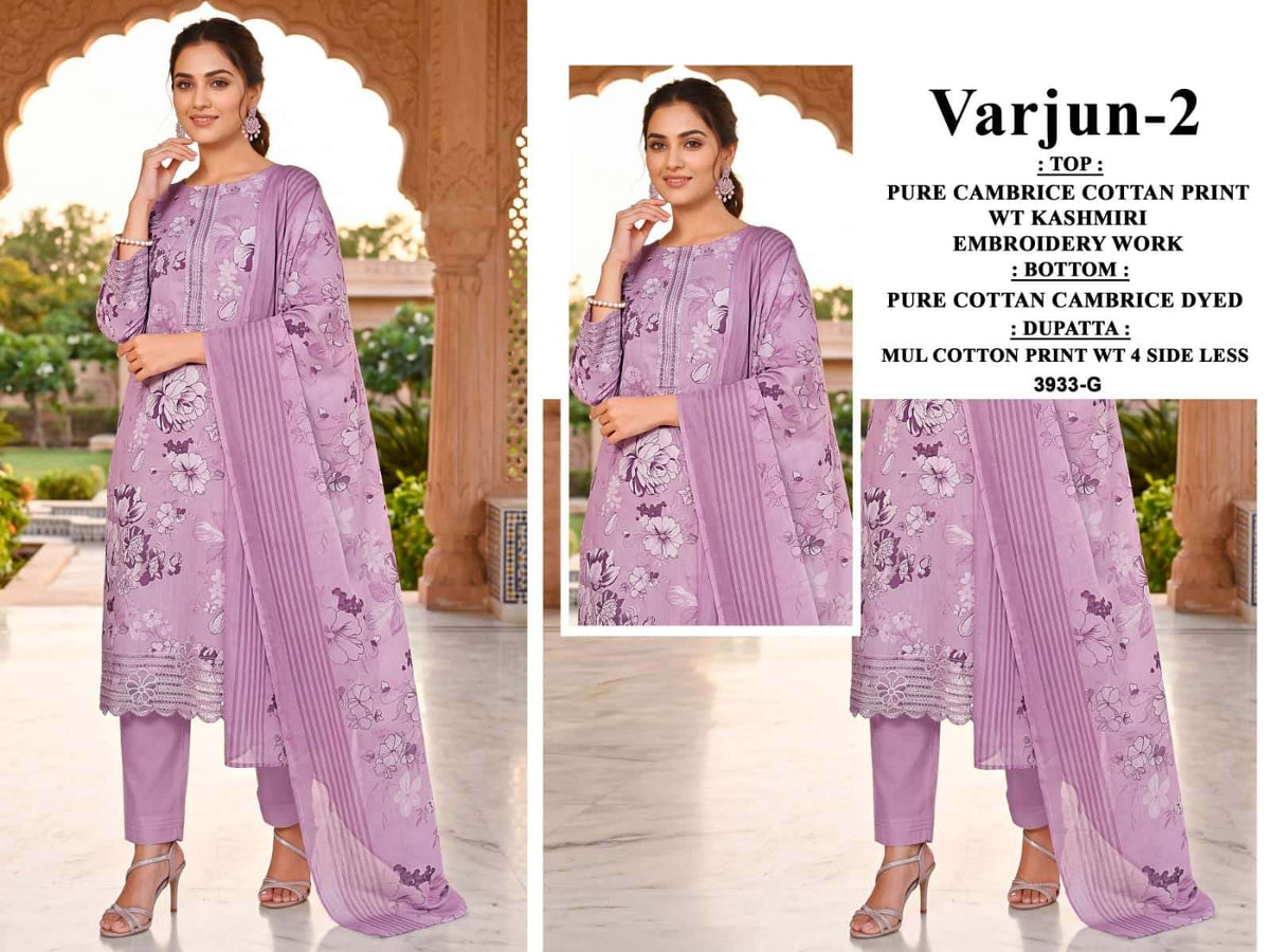 Bipson Varjun Vol 2 Cambric Cotton Kashmiri Embroidered Dress Material - Amrah Wholesale