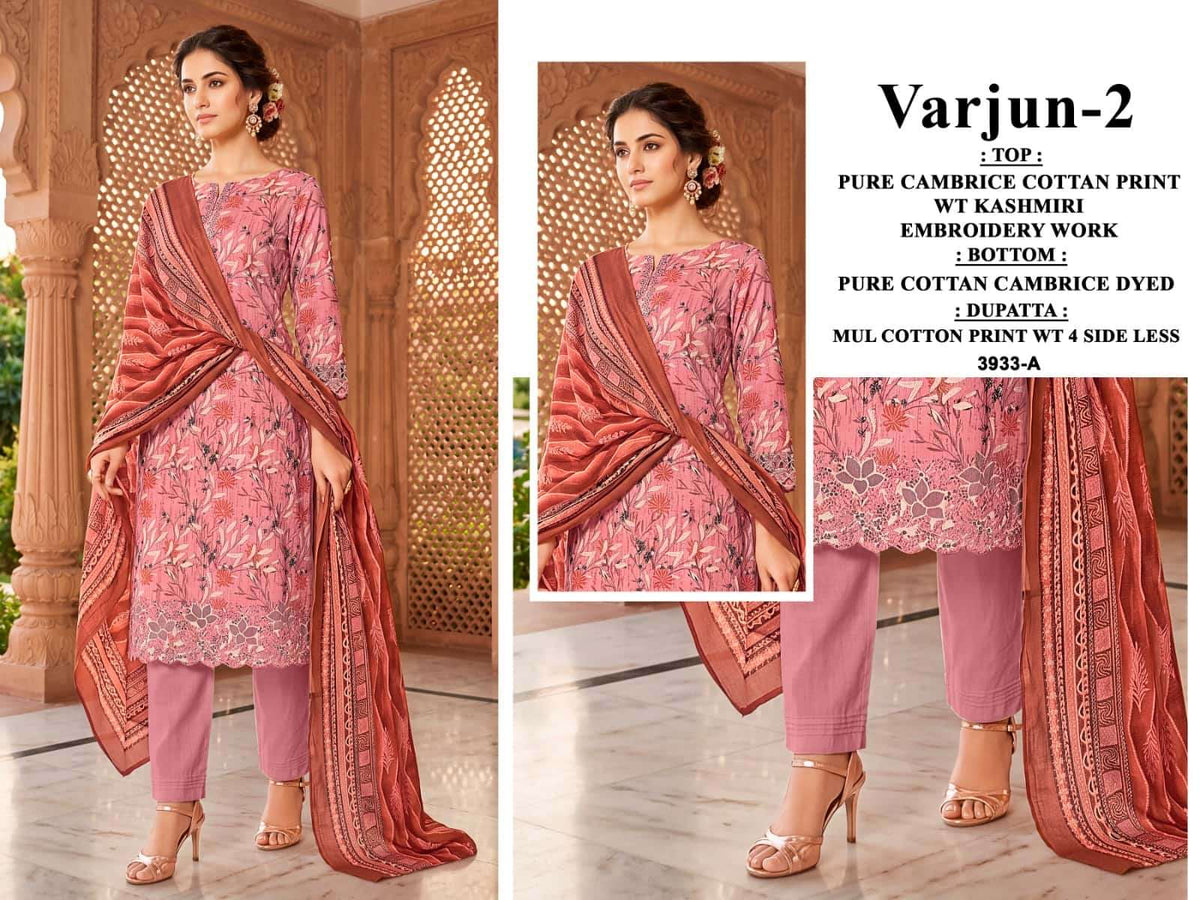 Bipson Varjun Vol 2 Cambric Cotton Kashmiri Embroidered Dress Material - Amrah Wholesale