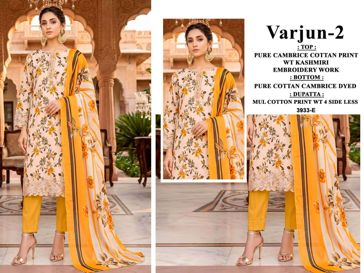Bipson Varjun Vol 2 Cambric Cotton Kashmiri Embroidered Dress Material - Amrah Wholesale
