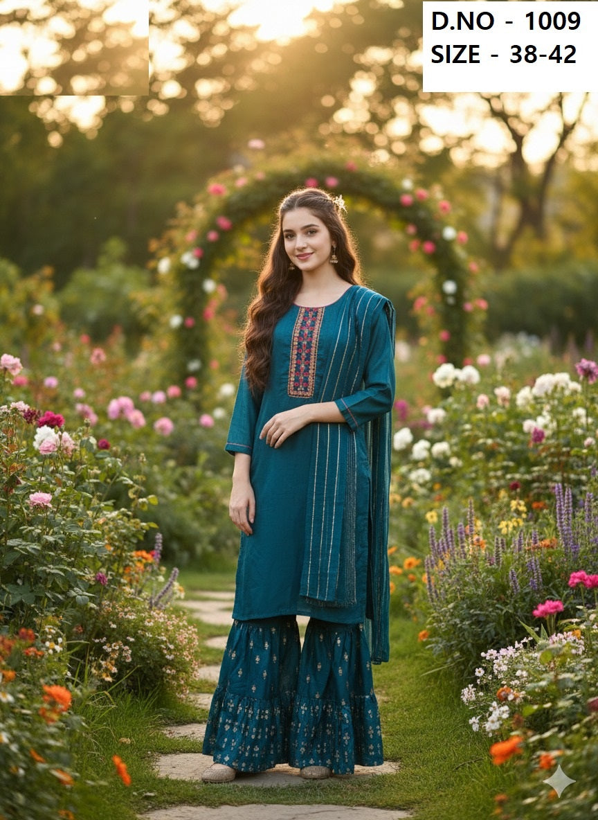 Blue Diamond Sharara Set 1009