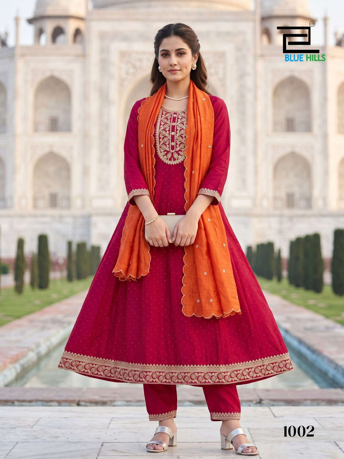 Blue Hills Afreen Vichitra Silk Embroidery Stitched Dresses - Amrah Wholesale