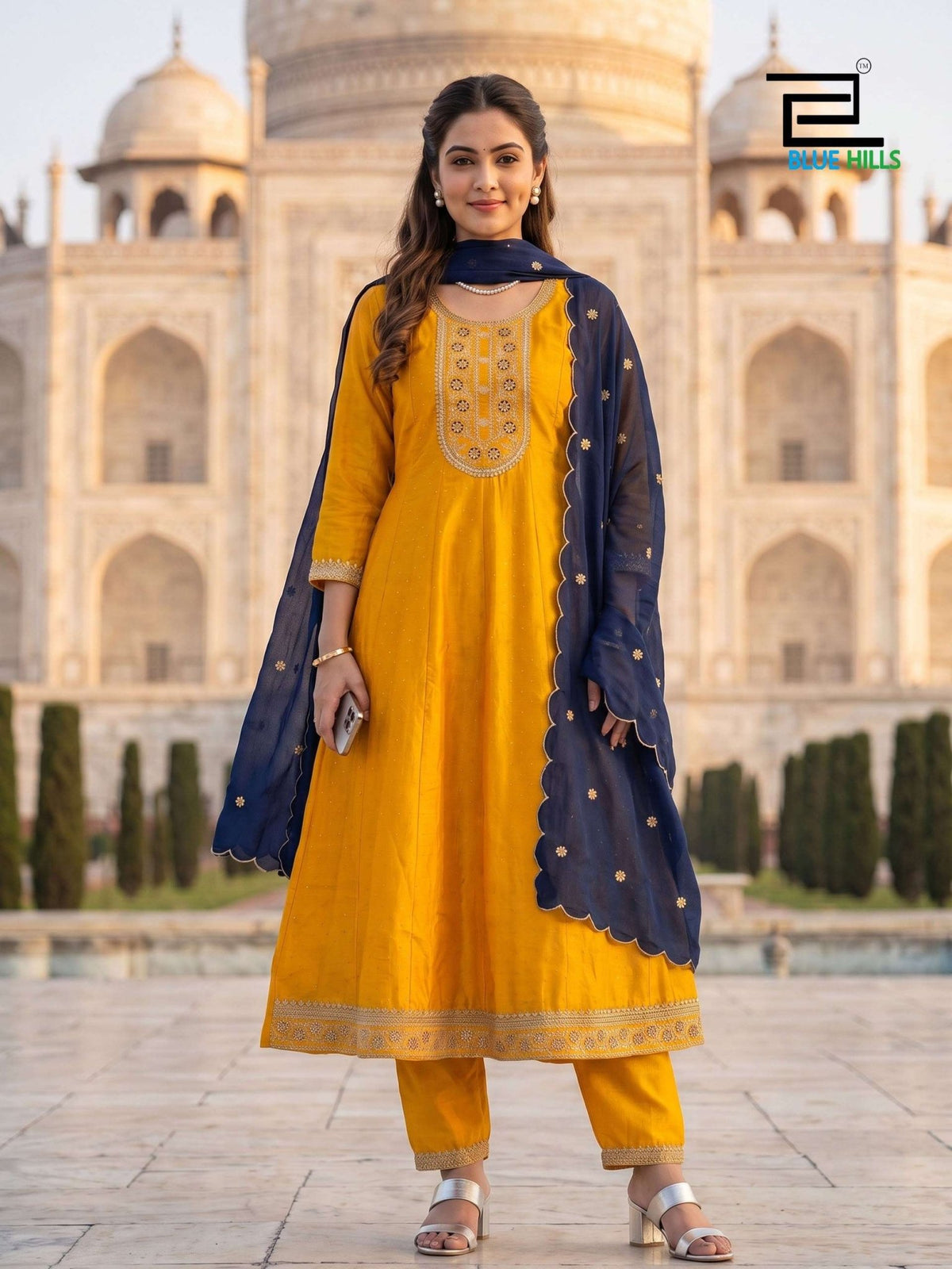 Blue Hills Afreen Vichitra Silk Embroidery Stitched Dresses - Amrah Wholesale
