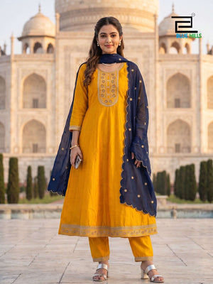 Blue Hills Afreen Vichitra Silk Embroidery Stitched Dresses - Amrah Wholesale
