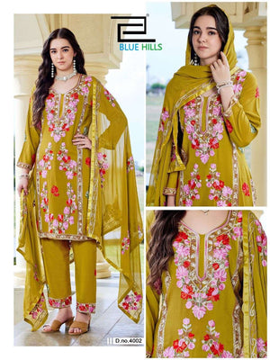 BLUE HILLS AMANAT Rayon Heavy Work Kurti Pant Dupatta Set - Amrah Wholesale