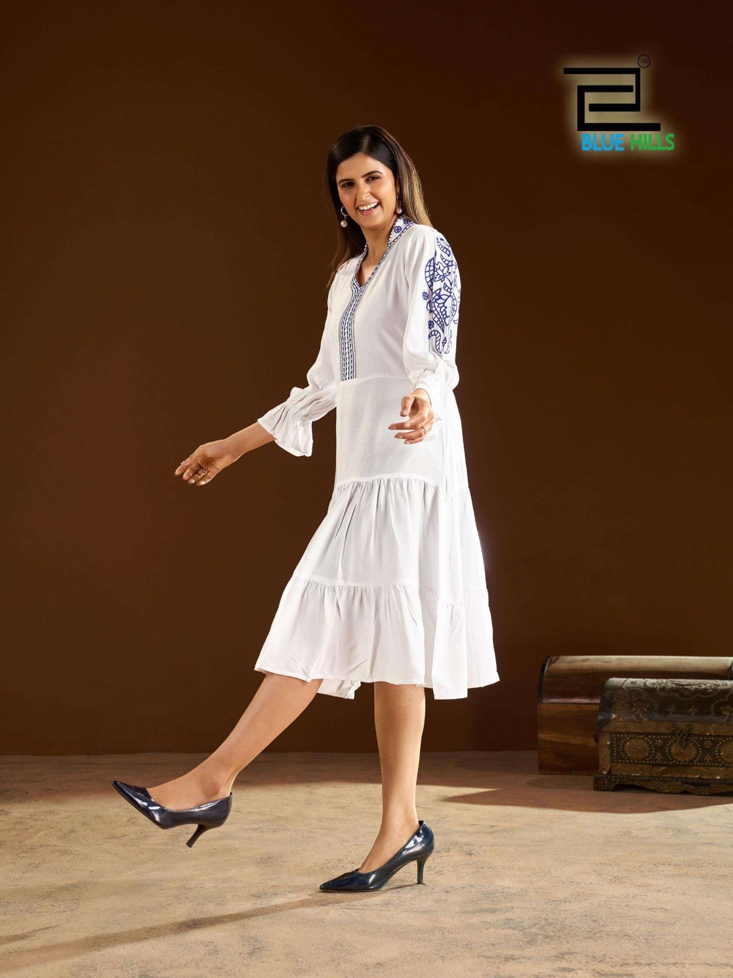 Blue Hills Anna 5343 To 5346 Rayon Embroidery Work Gown - Amrah Wholesale