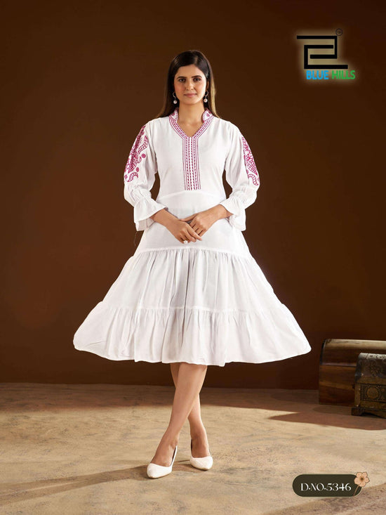 Blue Hills Anna 5343 To 5346 Rayon Embroidery Work Gown - Amrah Wholesale