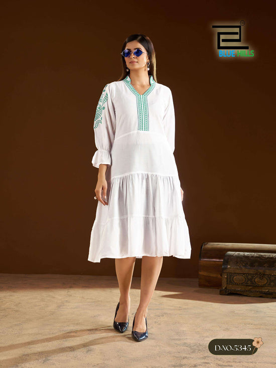 Blue Hills Anna 5343 To 5346 Rayon Embroidery Work Gown