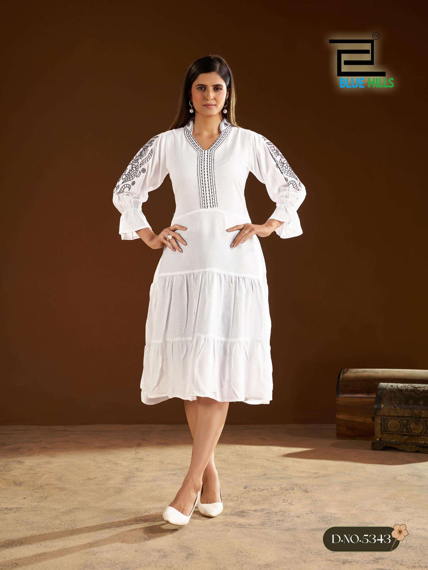 Blue Hills Anna 5343 To 5346 Rayon Embroidery Work Gown