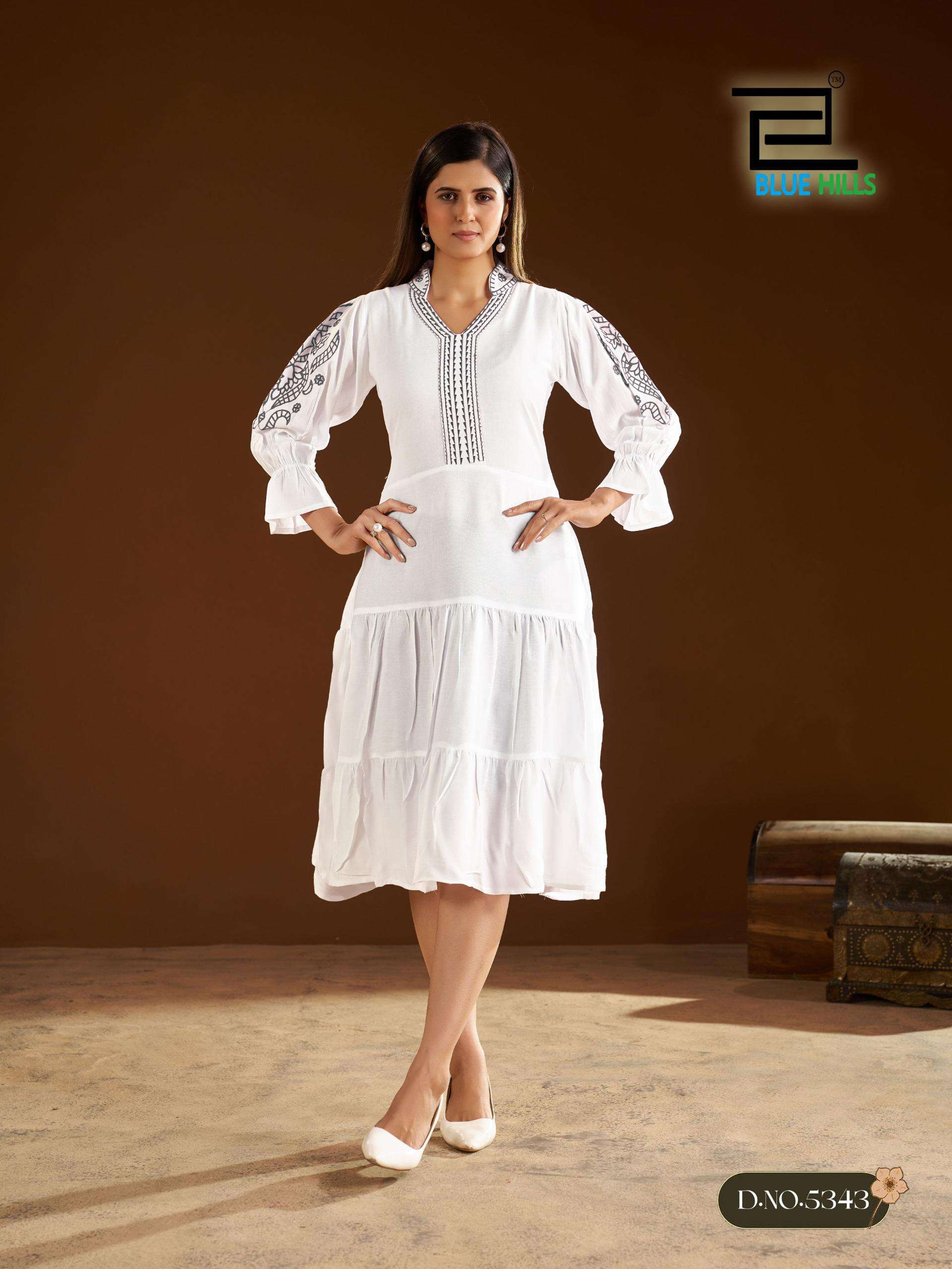 Blue Hills Anna 5343 To 5346 Rayon Embroidery Work Gown