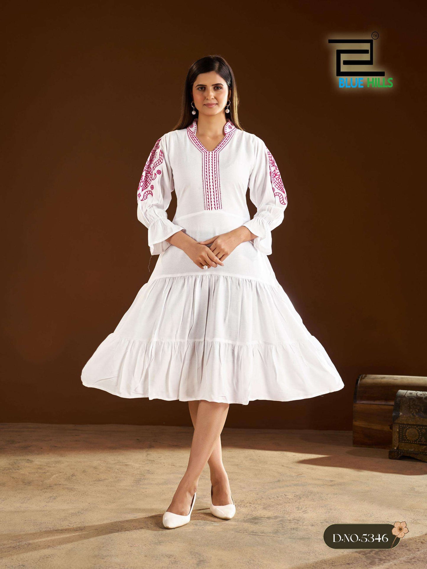 Blue Hills Anna 5343 To 5346 Rayon Embroidery Work Gown