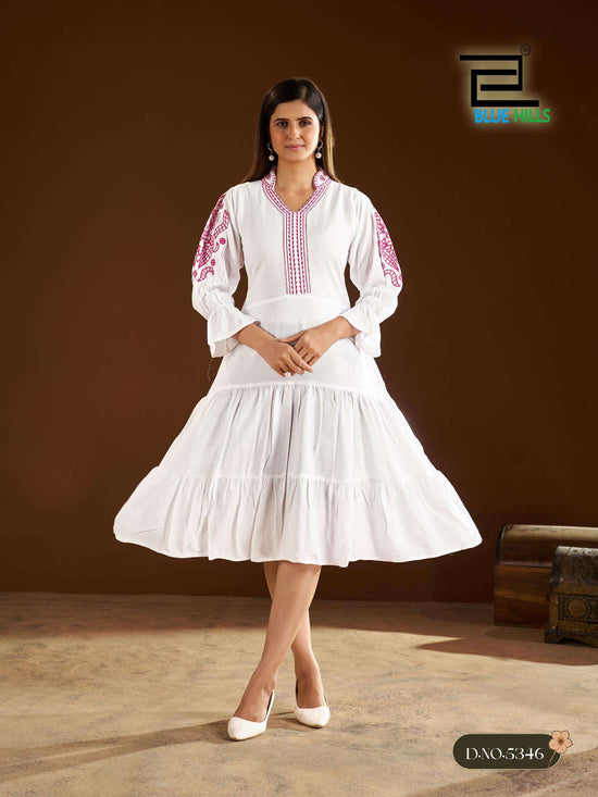 Blue Hills Anna 5343 To 5346 Rayon Embroidery Work Gown