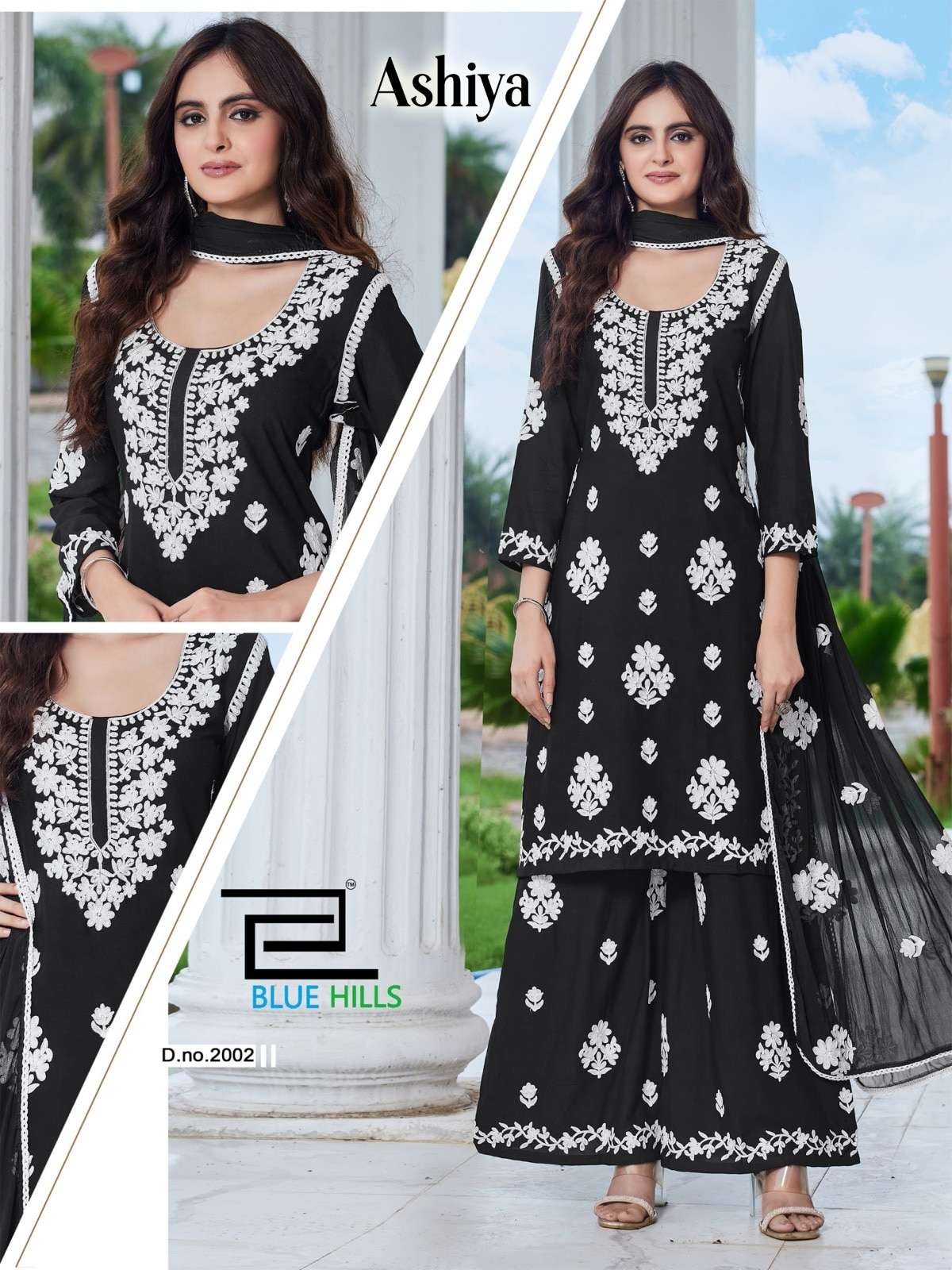 BLUE HILLS ASHIYA Rayon Embroidered Kurti Pant Dupatta Set